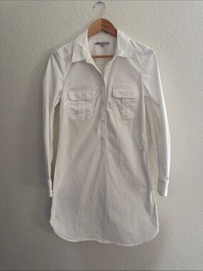 Gap White Denim Long Sleeve Shirt Dress Size XS